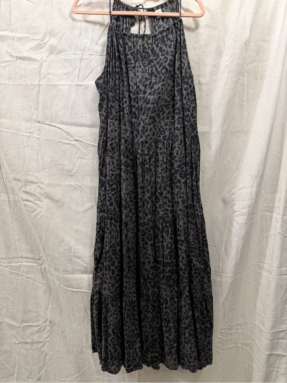 Old Navy Black and Charcoal Leopard-Print Maxi Dress